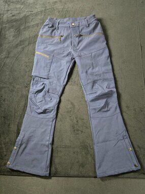 Womens XS Blue Fleece Lined Hiking Cargo Pants Stretch Snap Hem NWOT